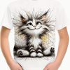 wit shirt pluizige kat